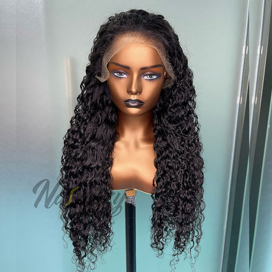 200% density 13x4 HD lace Cambodian Curly human hair wig
