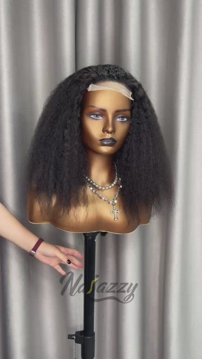200% density 5x5 HD lace Kinky Straight human hair wig